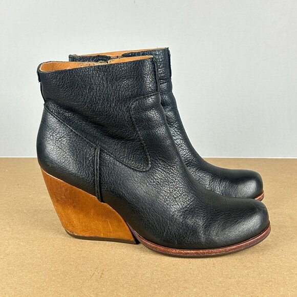 Kork-Ease Michelle Wedge Ankle Boots Booties Womens 6.5 Black Brown Side Zip - Picture 3 of 10